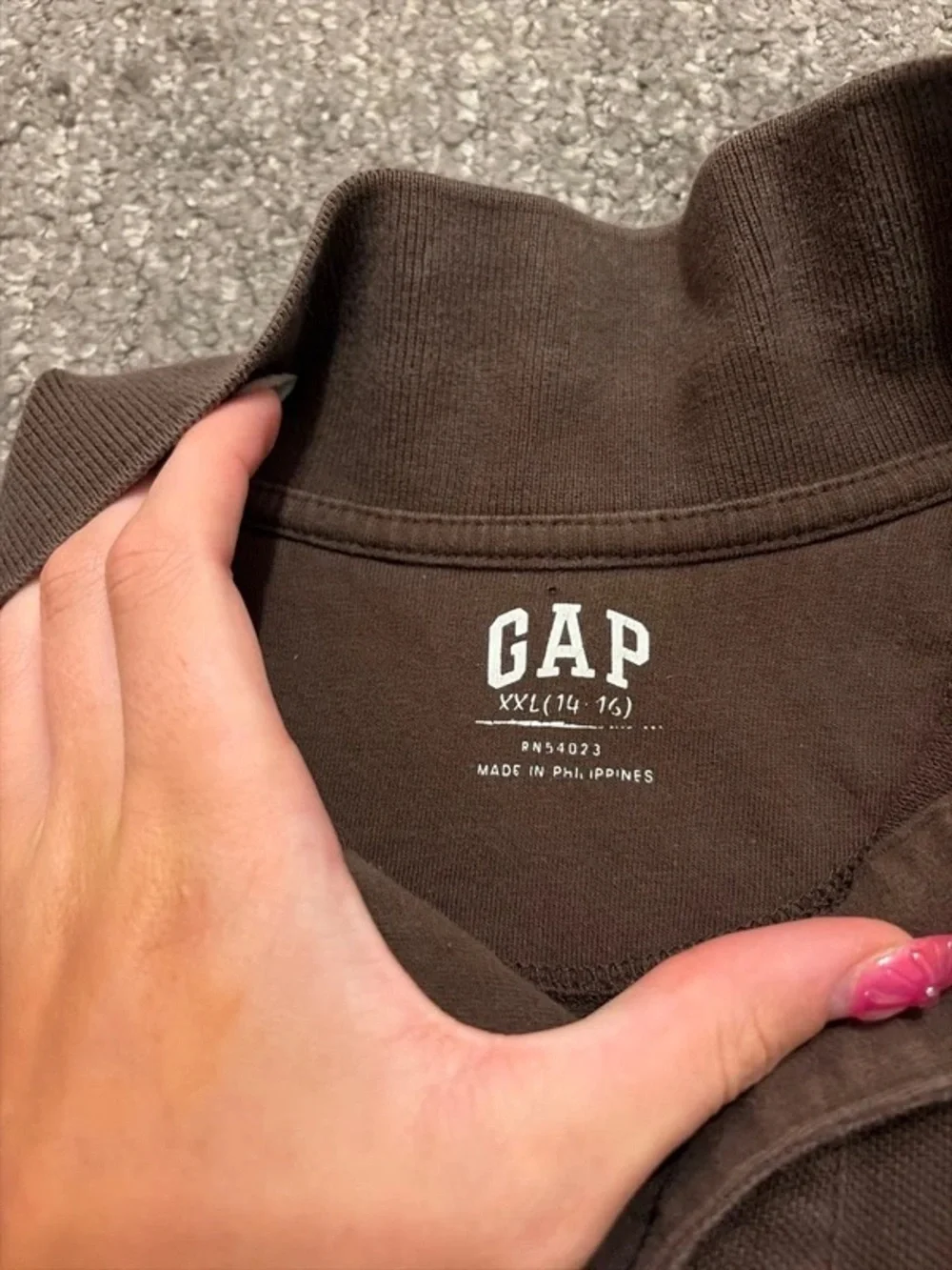 GAP Brown Long Sleeve Polo with Contrast Embroidered Detail